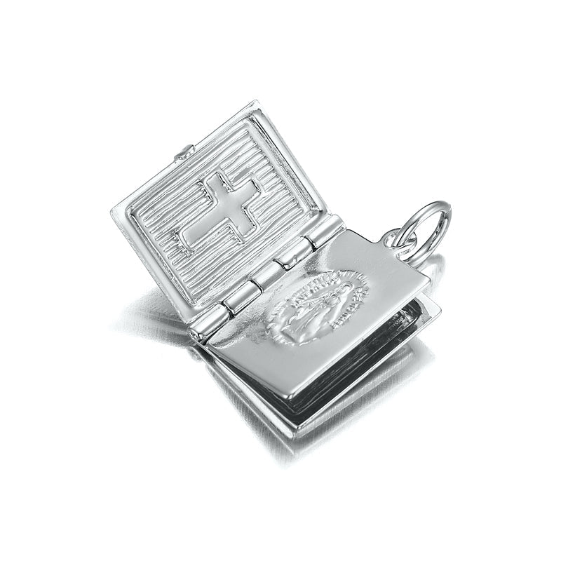 925 Silver  Plated Bible Pendant (Opens with 1 bible page) - USA Made-2