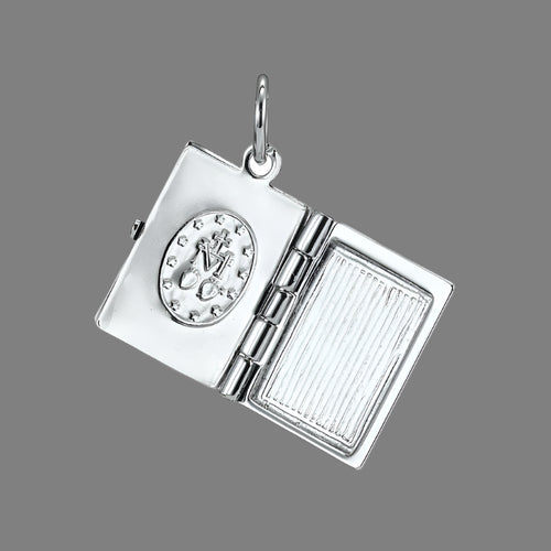 925 Silver  Plated Bible Pendant (Opens with 1 bible page) - USA Made-1